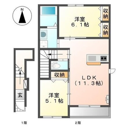 七宝駅 徒歩25分 2階の物件間取画像